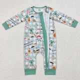 Bamboo Elf Plaid Green Boys Christmas Romper