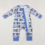 Bamboo Duck Blue Stripe Boys Fall Romper