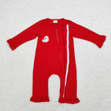 Santa Solid Red Girls Christmas Romper