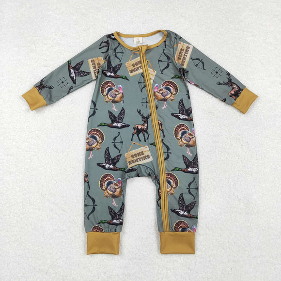 Bamboo Gone Hunting Turkey Deer Duck Boys Fall Romper