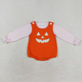 Orange Plaid Smile Pink Top Girls Halloween Romper