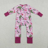 Cactus Boots Gift Pink Girls Christmas Romper