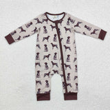 Bamboo Dogs Brown Boys Fall Romper