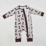 Bamboo Dogs Brown Boys Fall Romper