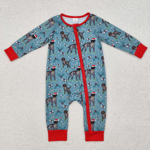 Bamboo Dogs Blue Red Boys Christmas Romper