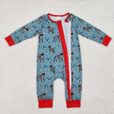 Bamboo Dogs Blue Red Boys Christmas Romper