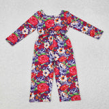 Floral Purple Pockets Girls Jumpsuit