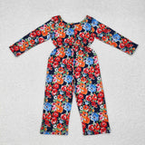 Floral Navy Pockets Girls Jumpsuit