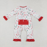 NEW Candy Cane Red White Girls Christmas Romper