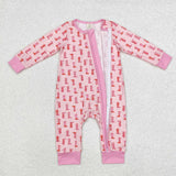 Bamboo Boots Pink Girls Fall Romper