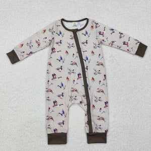 Bamboo Duck Brown Boys Fall Romper