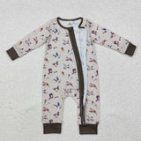 Bamboo Duck Brown Boys Fall Romper