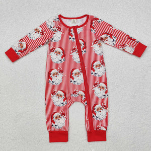 Bamboo Santa Red Stripe Boys Christmas Romper