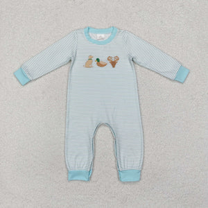 Dog Duck Deer Stripe Boys Fall Romper