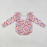 Colorful Heart Pink Girls Valentines Romper