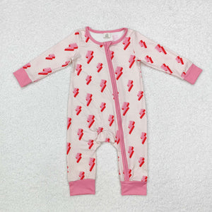 Bamboo Lightning Pink Girls Fall Romper