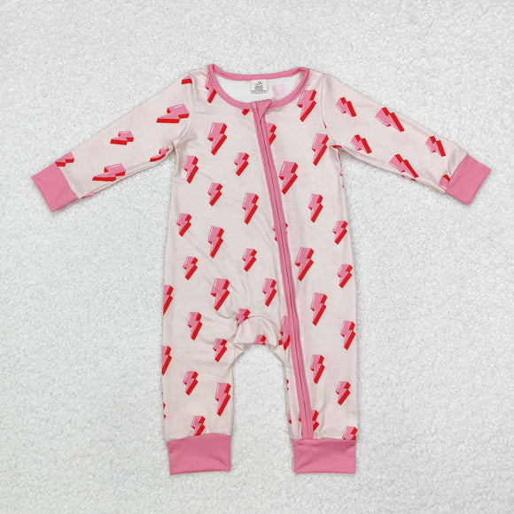 Bamboo Lightning Pink Girls Fall Romper