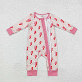 Bamboo Lightning Pink Girls Fall Romper