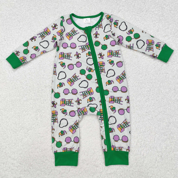 Glasses Green Boys Mardi Gras Romper