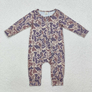 Bamboo Camo Brown Boys Fall Romper