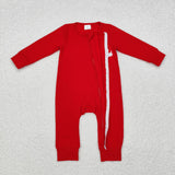 Santa Solid Red Boys Christmas Romper