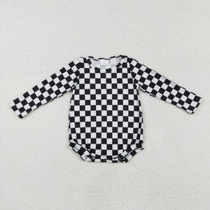 Black White Plaid Girls Fall Romper