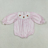 Turkey Floral Bows Smocked Girls Thanksgiving Romper