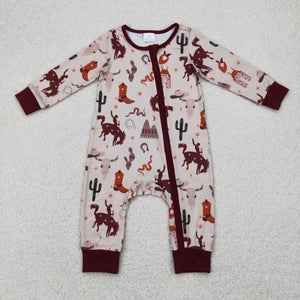 Rodeo Cowboy Brown Boys Fall Romper