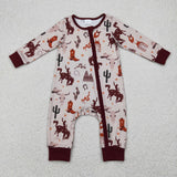 Rodeo Cowboy Brown Boys Fall Romper