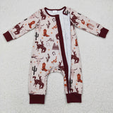 Rodeo Cowboy Brown Boys Fall Romper