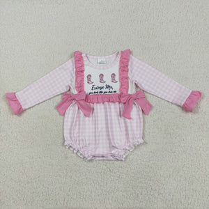 Boots Excuse Me Pink Plaid Girls Fall Romper