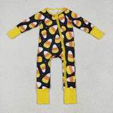Candy Yellow Black Boys Halloween Romper