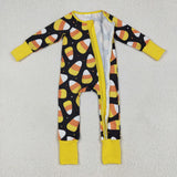 Candy Yellow Black Boys Halloween Romper
