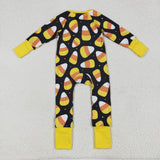 Candy Yellow Black Boys Halloween Romper