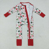 Bow Pattern Red White Girls Christmas Romper