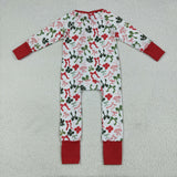 Bow Pattern Red White Girls Christmas Romper