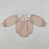 Turkey Leaves Smocked Girls Thanksgiving Romper