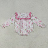 Santa Pink Ruffles Girls Christmas Romper