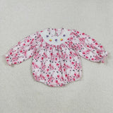 Ghost Candy Bow Pattern Smocked Girls Halloween Romper
