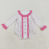 Pumpkin Bow Pattern Leopard Print Ruffles Girls Fall Romper