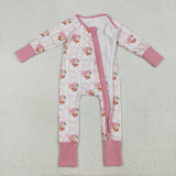 Santa Plaid Pink Stripe Girls Christmas Romper