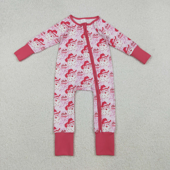 Santa Hoho Howdy Hot Pink Girls Christmas Romper