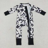 Black Bow Pattern White Girls Fall Romper