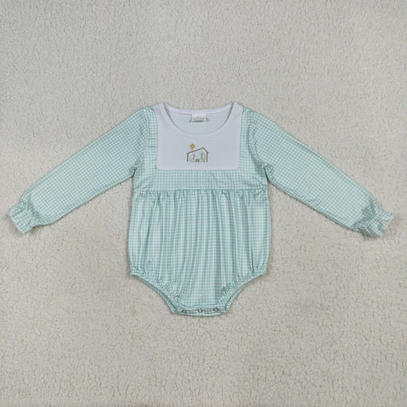 Jesus Green Plaid Boys Christmas Romper