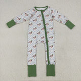 Duck Plaid Green White Boys Fall Romper