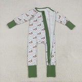Duck Plaid Green White Boys Fall Romper