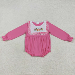 Turkey Hot Pink Plaid Girls Thanksgiving Romper