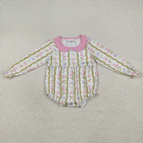 Gift Socks Pink White Girls Christmas Romper