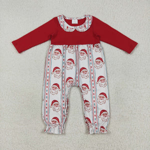 Santa Stripe Red Doll Collar Girls Christmas Romper