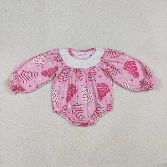 Tree Cookie Pink Girls Christmas Romper